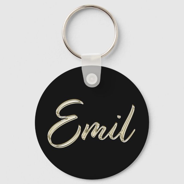 Emil Name whitegold Button Schlüsselanhänger Key Ring (Front)