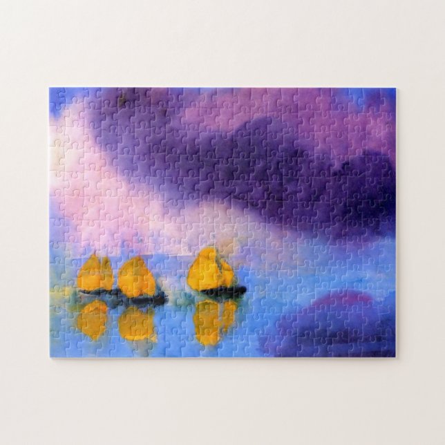 Emil Nolde - Sea with Violet Clouds And Sailboats Jigsaw Puzzle (Horizontal)