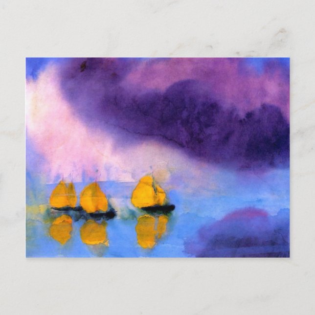 Emil Nolde - Sea with Violet Clouds And Sailboats Postcard (Front)