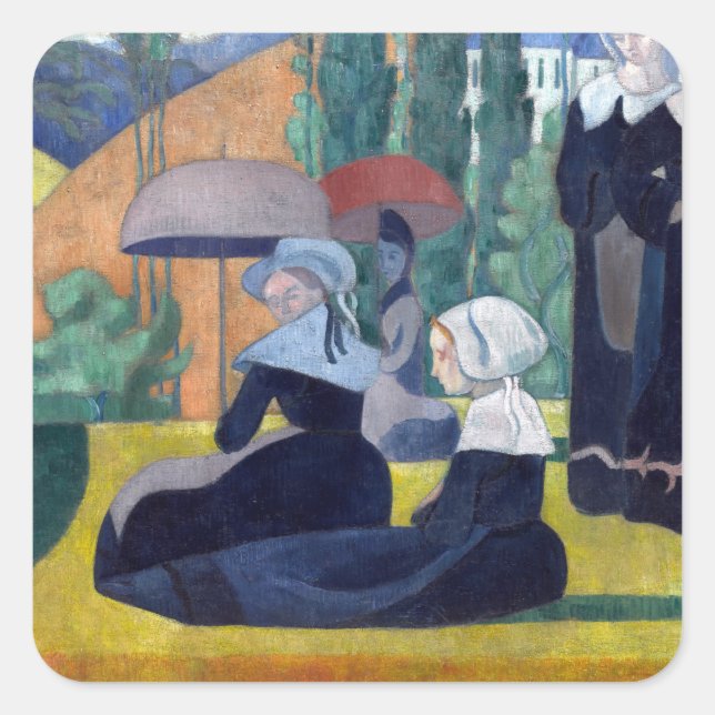 Emile Bernard Breton Women with Umbrellas Square Sticker (Front)