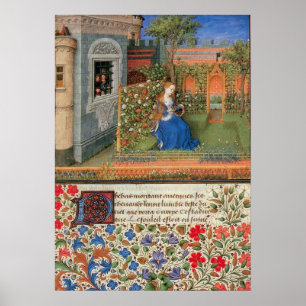 Emilia in the Rosegarden mediaeval illumination Poster