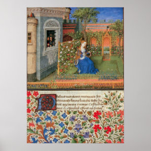Emilia in the Rosegarden mediaeval illumination Poster