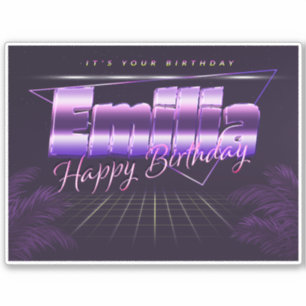 Emilia Name Vorname lila retro Sticker Geburtstag