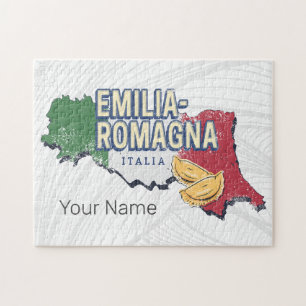Emilia Romagna Flag Italy Retro Region Map Vintage Jigsaw Puzzle