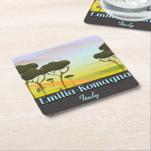 Emilia-Romagna Italy travel poster Square Paper Coaster