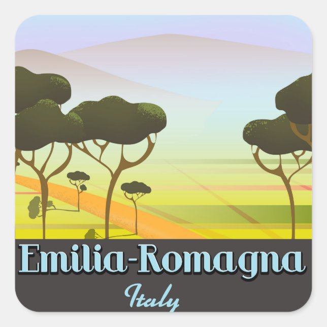 Emilia-Romagna Italy travel poster Square Sticker (Front)