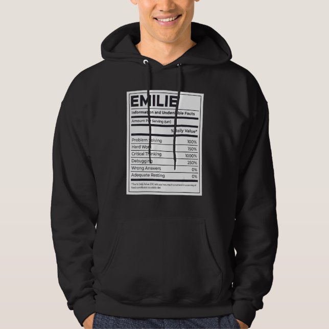 Emilie Nutrition Information Problem Solving Hard  Hoodie (Front)