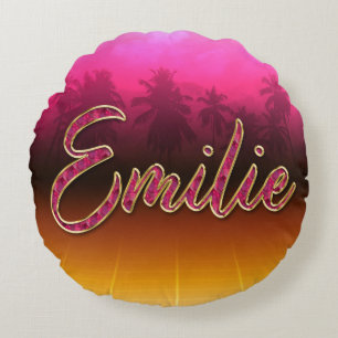 Emilie Vorname Name golden pink Kissen Round Cushion