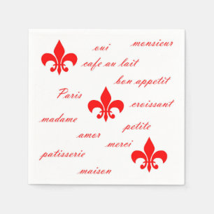 Emilion Paper Napkins Red on White