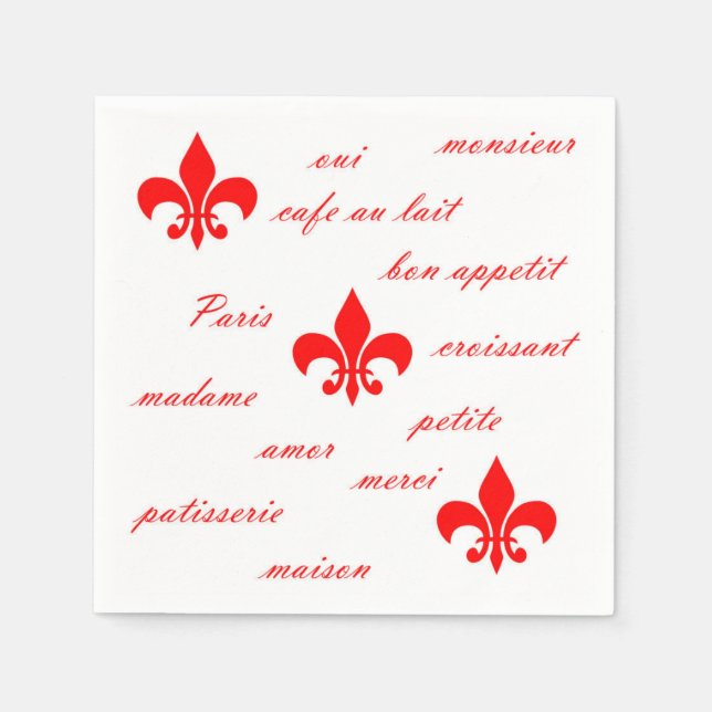 Emilion Paper Napkins Red on White (Front)