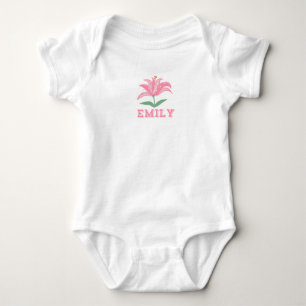 Emily baby girl pink lily flower bodysuit