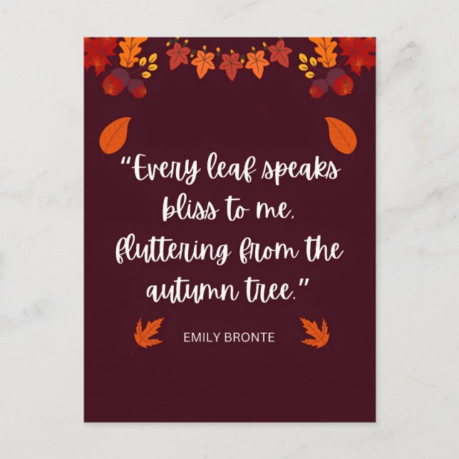 Emily Bronte Autumn Quote Postcard (Front)