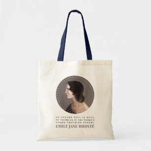 Emily Bronte Portrait and Quote - No Coward Soul Tote Bag