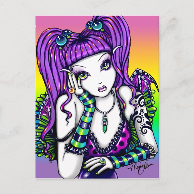 "Emily" Celestial Rainbow Crystal Ball Faery Postcard (Front)