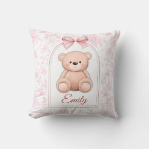 Emily   Custom Pink Teddy Bear Nursery Design  Cushion
