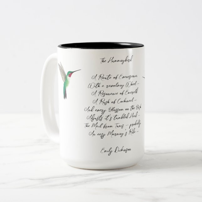 Emily Dickinson Hummingbird Two-Tone Coffee Mug (Front Left)
