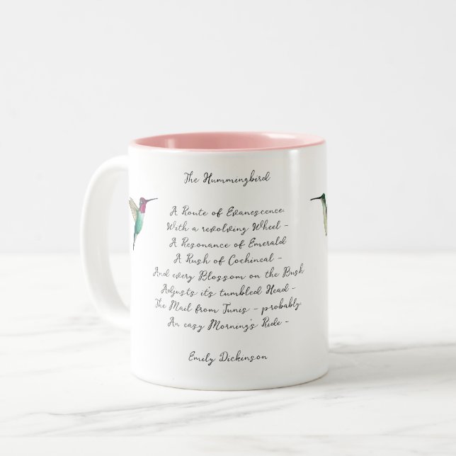 Emily Dickinson Hummingbird Two-Tone Coffee Mug (Front Left)
