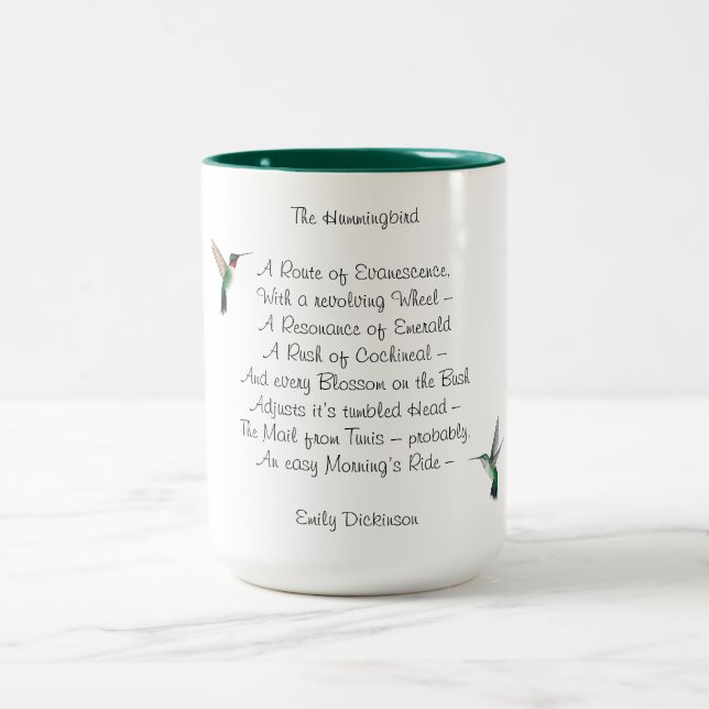 Emily Dickinson Hummingbird  Two-Tone Coffee Mug (Center)
