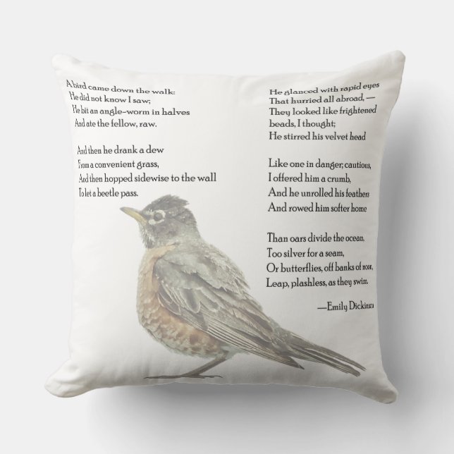 Emily Dickinson "In the Garden" Poem Pillow (Front)