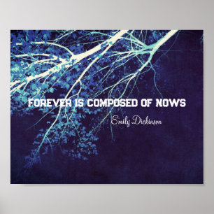 Emily Dickinson inspirational quote blue and white Poster