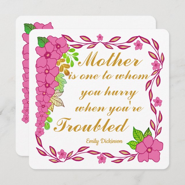 Emily Dickinson quote about Mother Invitation (Front/Back)