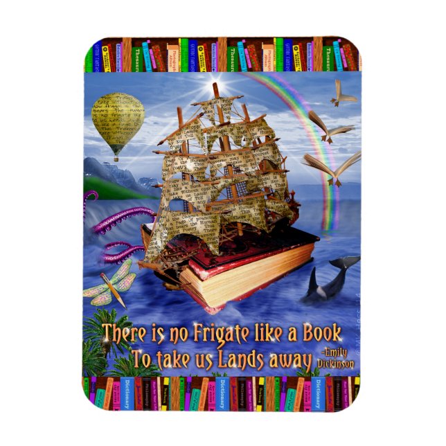 Emily Dickinson Quote Book Ship Whimsical Readers Magnet (Vertical)