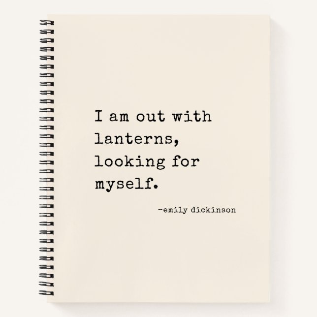 Emily Dickinson Quote Retro Typewriter Minimalist Notebook (Front)