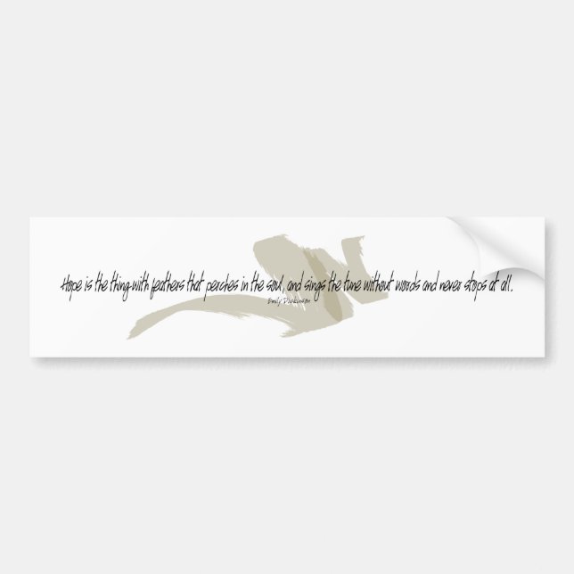 Emily Dickinson The Thing With Feathers Quote Bumper Sticker (Front)