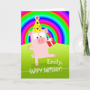 Emily Happy Birthday with Dancing Pig Card