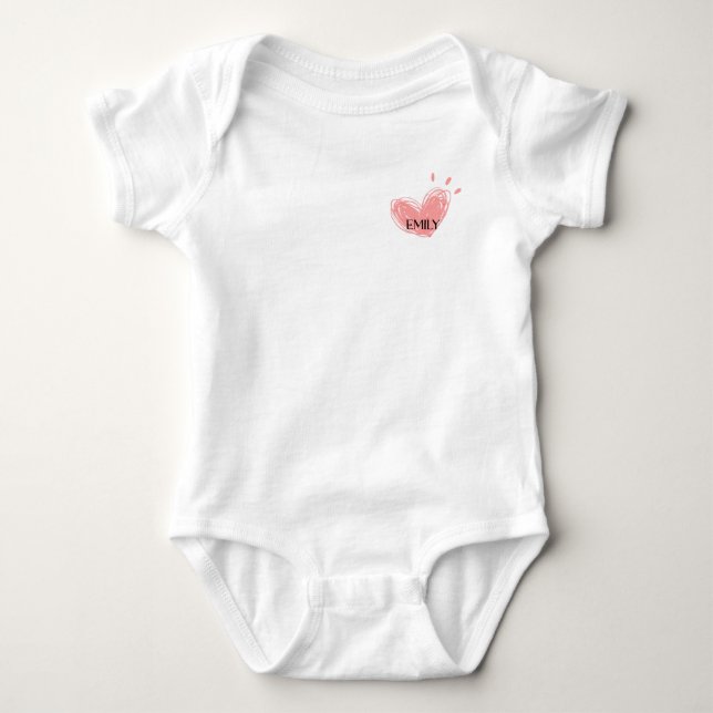Emily Heart Baby Bodysuit  (Front)