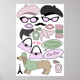 Emily in Paris theme Birthday photobooth props Poster