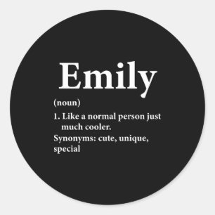 Emily Name Definition Funny D Classic Round Sticker