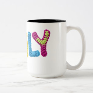 Emily Name in Vibrant Crochet Pattern Two-Tone Coffee Mug