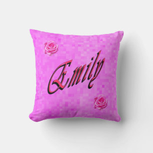 Emily, Name, Logo, On Pink Mosaic Cushion