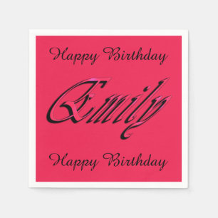 Emily, Name, Logo, Pink Birthday Party Napkins. Napkin