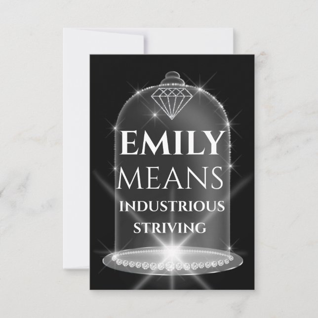Emily Name Meaning Diamond Birthday Party Invitation (Front)