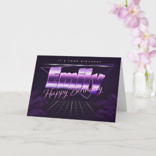 Emily Name Vorname lila retro Karte Geburtstag Card