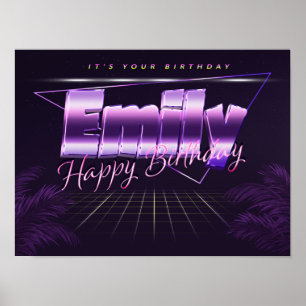 Emily Name Vorname lila retro Poster Geburtstag