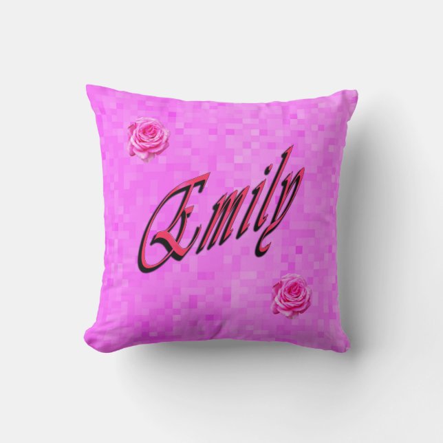 Emily Name With Rose, Cushion (Front)