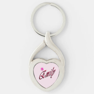 Emily Name With Rose, Key Ring