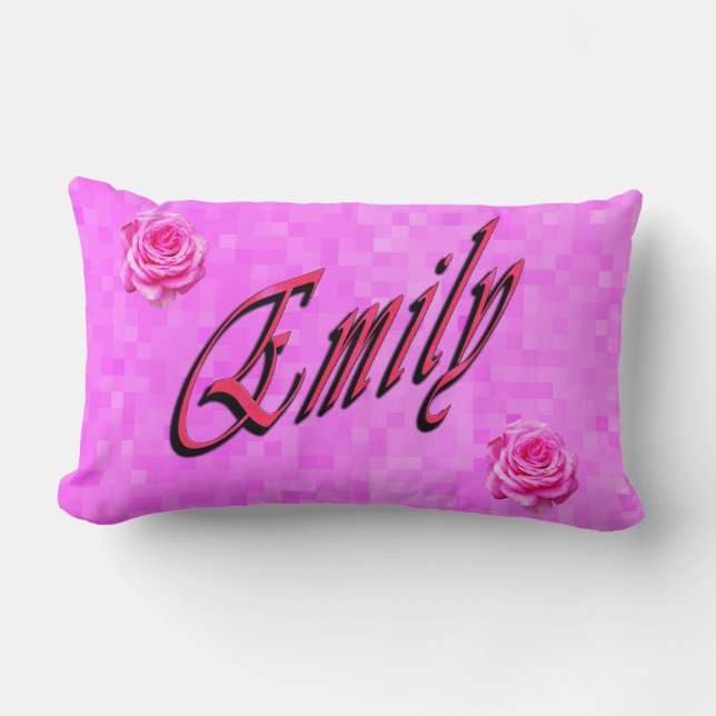 Emily Name With Rose, Lumbar Cushion (Front)