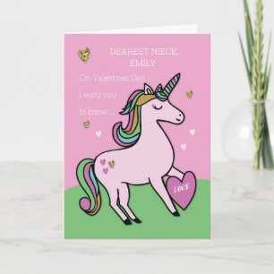 Emily, Niece, Magical Unicorn Valentine's Day Card