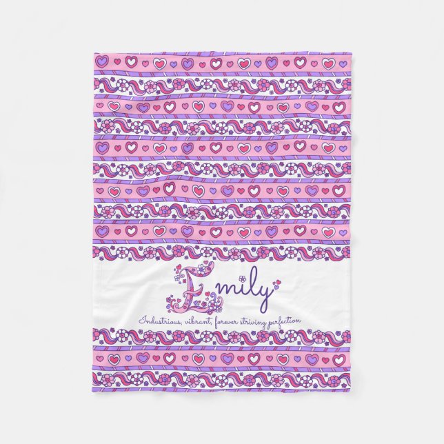 Emily personalised E name meaning kids blanket (Front)