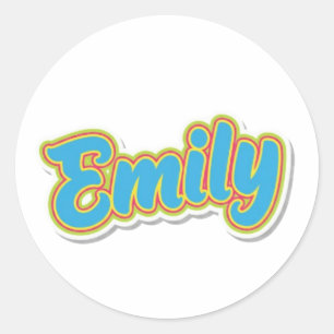 Emily Retro Bubble Typography Classic Round Sticker