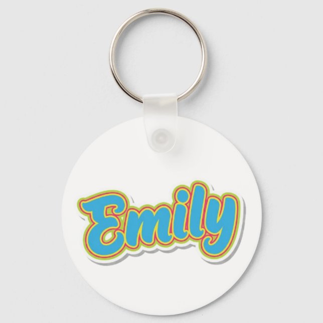 Emily Retro Bubble Typography Key Ring (Front)