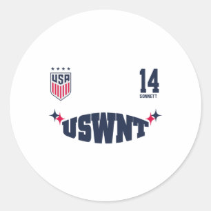 Emily Sonnett 14 White Uswnt Officially Licensed Classic Round Sticker