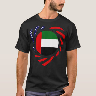 Emirati American Multinational Patriot Flag Heart T-Shirt