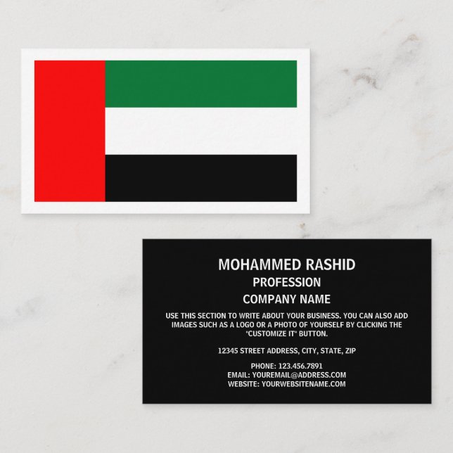 Emirati Flag, Flag of United Arab Emirates Business Card (Front/Back)