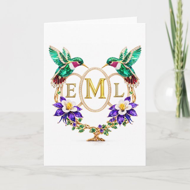 EML Hummingbird Any Letters Custom Folded Wedding Invitation (Front)
