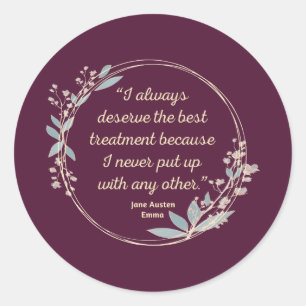 Emma By Jane Austen Quote II - Cute Style Classic Round Sticker